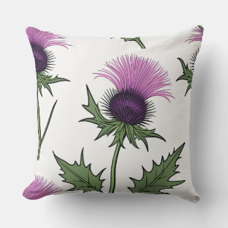 Wild Purple Thistle Throw Pillow