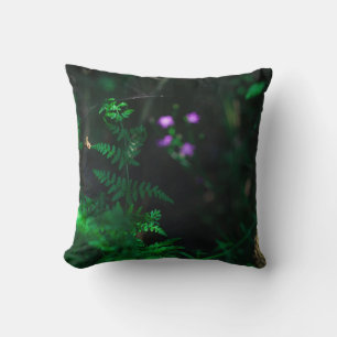 Wild Purple Water Forest Flowers Fern Throw Pillow