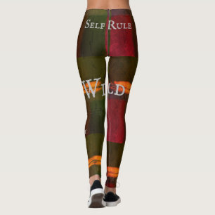 Wild Quote Rustic Red Orange Green Fashion Leggings