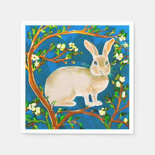 Wild Rabbit and Flowering Branches Napkin