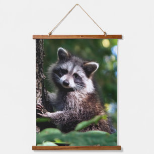 Wild Raccoon on the Forest Hanging Tapestry