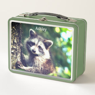 Wild Raccoon on the Jungle Metal Lunch Box