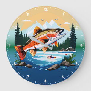 Wild Rainbow Trout Rocky Mountain Stream Clock