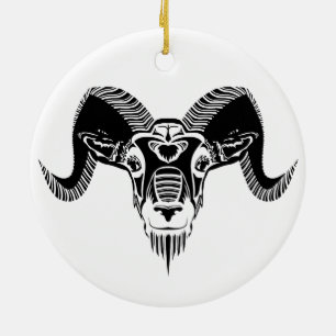 wild ram ceramic ornament