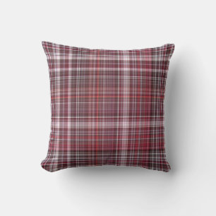 Wild Raspberries Crimson Red Plaid Throw Pillow