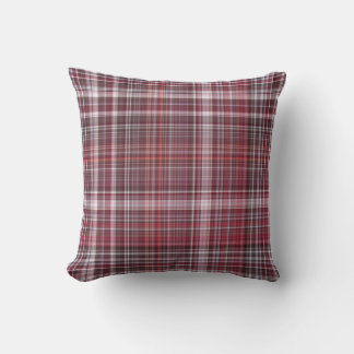 Wild Raspberries Crimson Red Plaid Throw Pillow