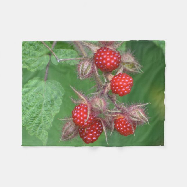 Wild Raspberries Fleece Blanket (Front (Horizontal))