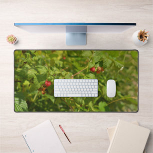 Wild Raspberries in the Alps - Green & Red Photo Desk Mat