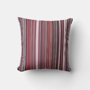 Wild Raspberry Red, Pink, and Burgundy Stripe Throw Pillow