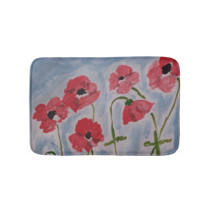 Wild Red Poppies Bath Mat