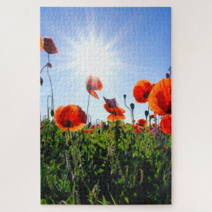 Wild Red Poppies Flowers Jigsaw Puzzle