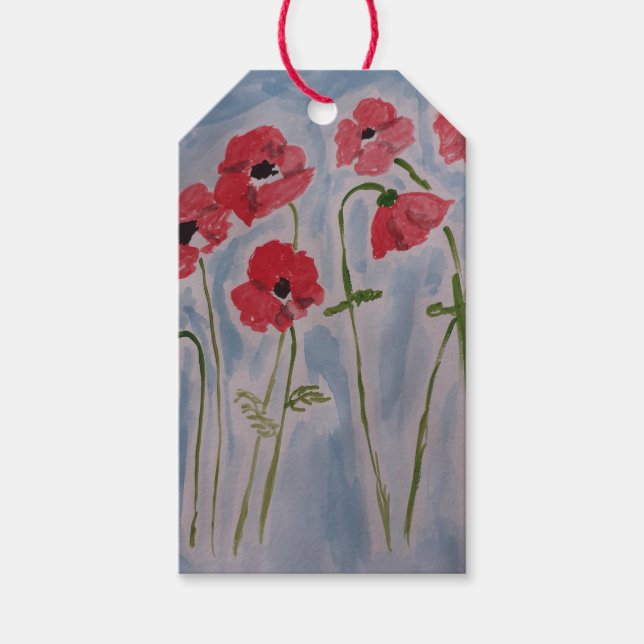 Wild Red Poppies Gift Tags (Front)