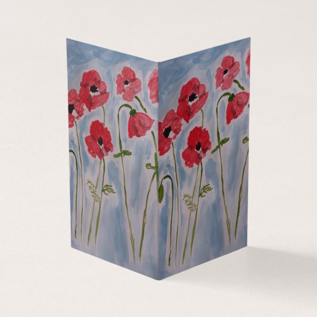 Wild Red Poppies Greeting Card (Outside)