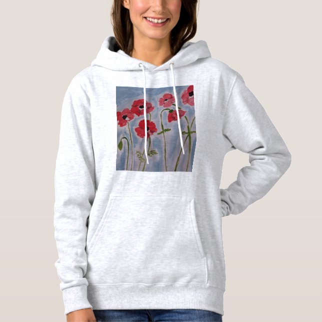 Wild Red Poppies Hoodie (Front)