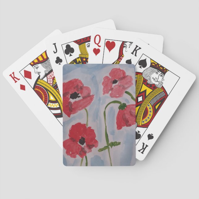 Wild Red Poppies  Playing Cards (Back)
