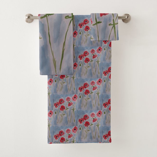 Wild Red Poppies Towel Set (Insitu)