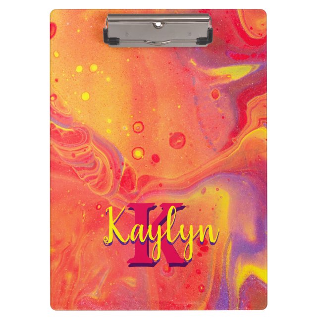 Wild Red Purple Acrylic Flow Art Clipboard (Front)