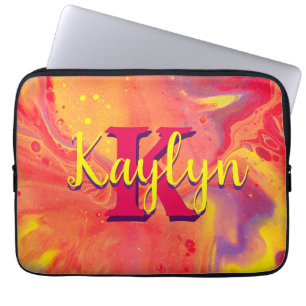 Wild Red Purple Acrylic Flow Art Laptop Sleeve