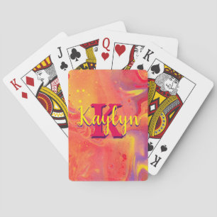 Wild Red Purple Acrylic Flow Art Playing Cards