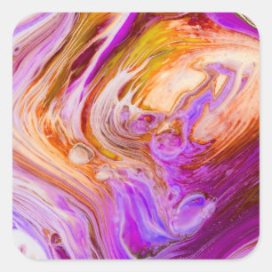 Wild Red Purple Acrylic Flow Art Square Sticker