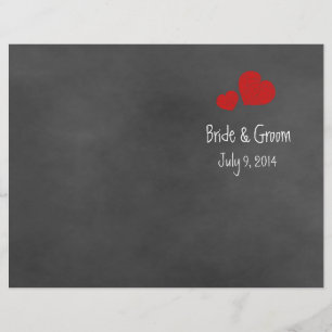 Wild Red Roses Chalkboard Folded Wedding Program