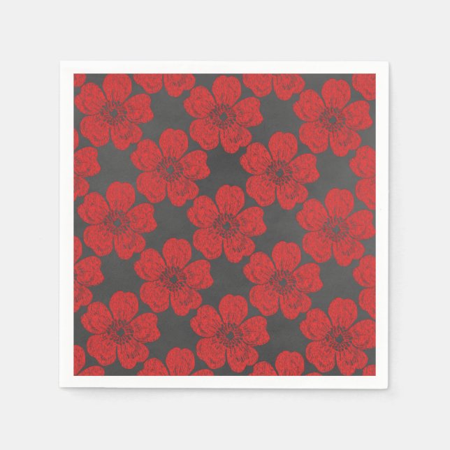Wild Red Roses Chalkboard Napkin (Front)