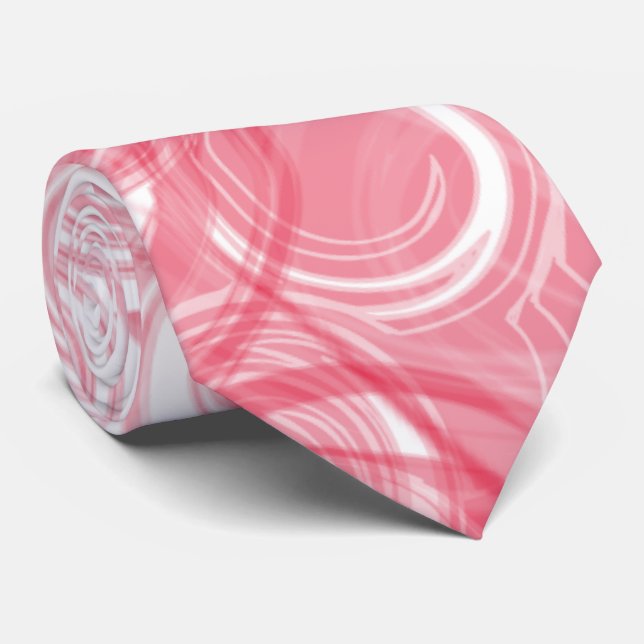 Wild Red White Spiral Abstract Business Tie (Rolled)