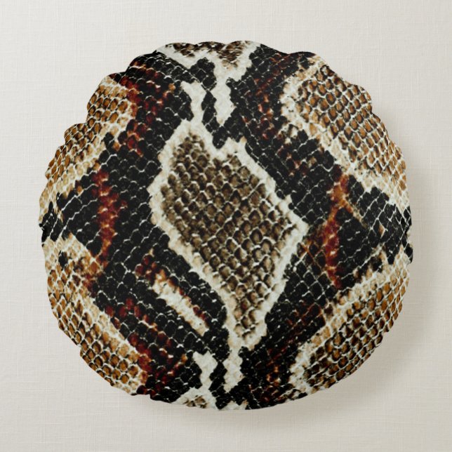 wild reptile pattern colourful python snake print round pillow (Front)