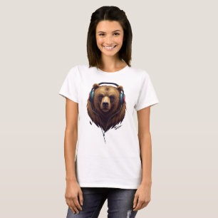 Wild Resonance – Abstract Bear with Headphones T-Shirt