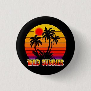 Wild Retro Summer Vibes with Palm Trees Design 1 Inch Round Button