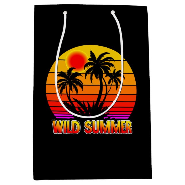 Wild Retro Summer Vibes with Palm Trees Design Medium Gift Bag (Front)