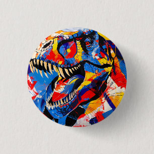 Wild Retro T-rex Dinosaur Fusion 1 Inch Round Button