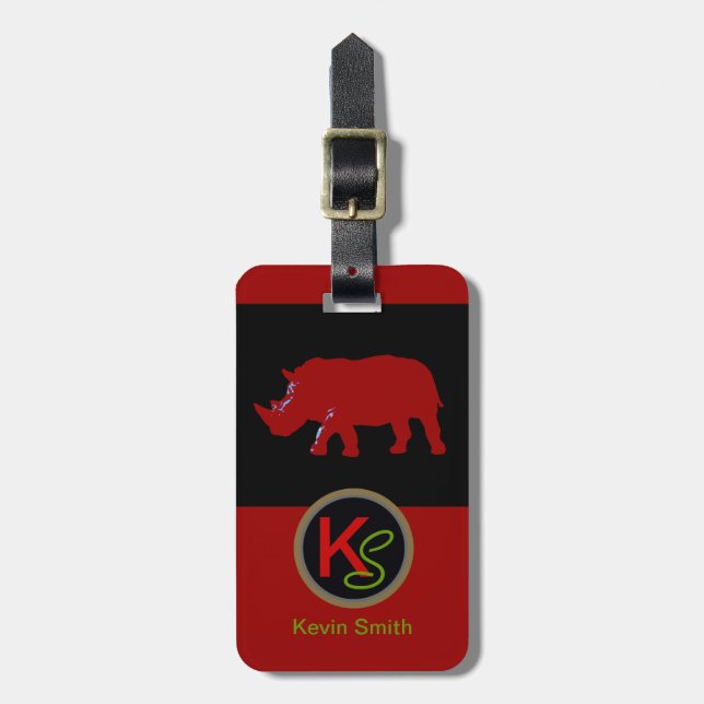 Wild Rhinoceros customizable Luggage Tag (Front Vertical)