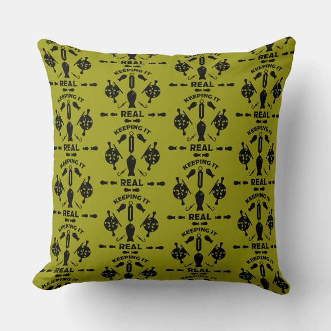 Wild River Fishing Throw Pillow (Front)