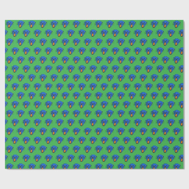 Wild Roar Gift Wrap – Blue Panther Pattern (Flat)