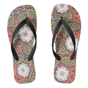 Wild Rose Art Illustration Flower Pattern Flip Flops
