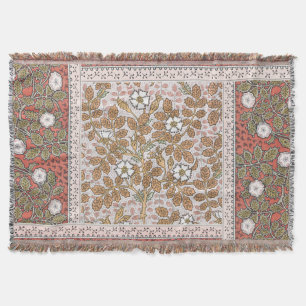 Wild Rose Art Illustration Flower Pattern Throw Blanket