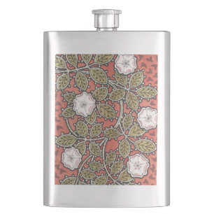 Wild Rose Art Illustration Flower Vintage Hip Flask