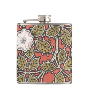 Wild Rose Art Illustration Flower Vintage Hip Flask