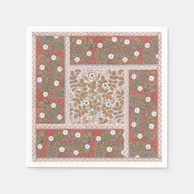 Wild Rose Art Illustration Flower Vintage Napkin (Front)