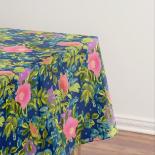 Wild rose, blue background, wild rose, roses, pink tablecloth