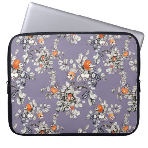 Wild Rose Branches: Purple Pattern. Laptop Sleeve
