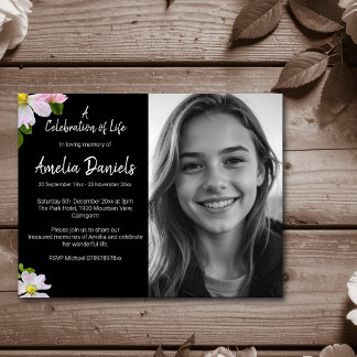 Wild Rose Celebration of Life Photo Card