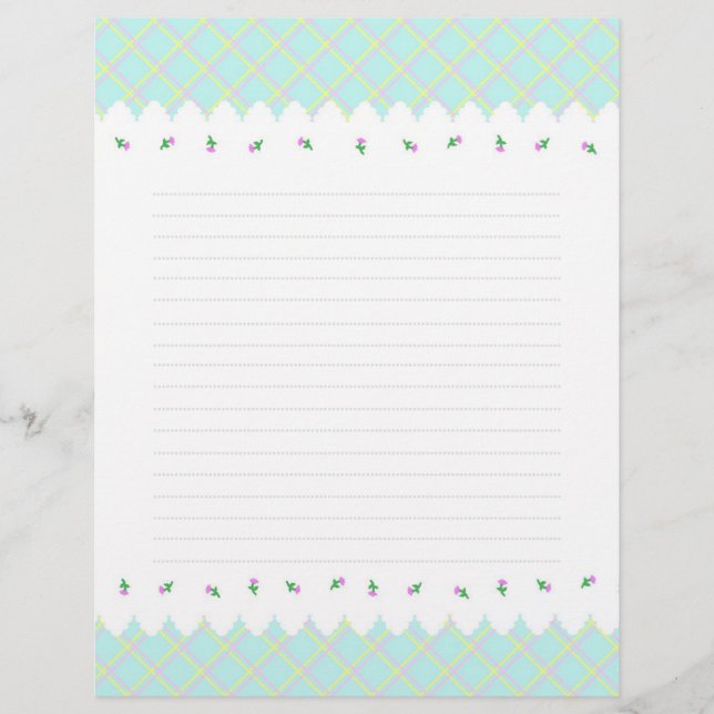 Wild Rose Check Mint Green Letterhead (Front)