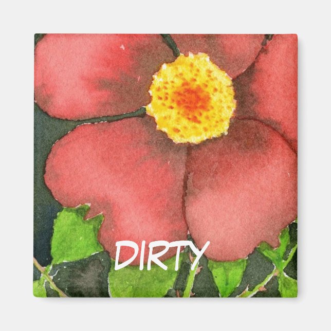 "Wild Rose" Dirty Dishwasher Status Magnet (Front)