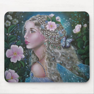 Wild rose fairy mouse pad
