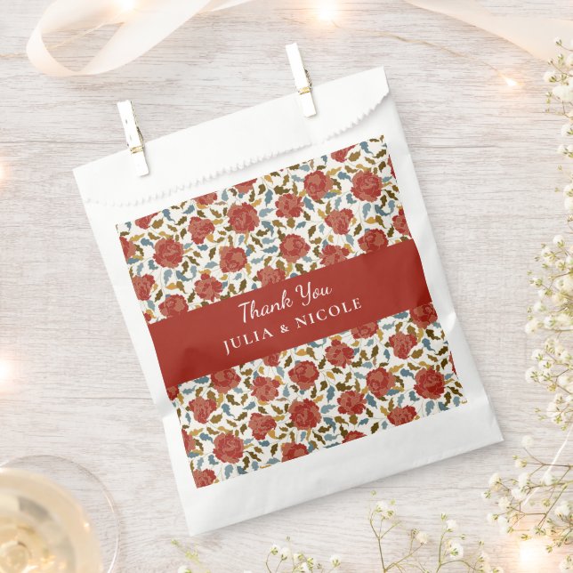 Wild Rose Floral Petals Garden Affair Wedding Favour Bag (Clipped)