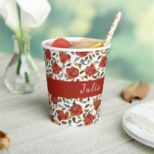Wild Rose Floral Petals Garden Affair Wedding Paper Cups
