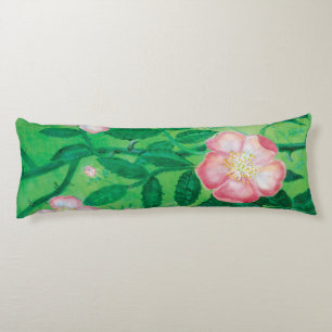 Wild rose flowers  body pillow