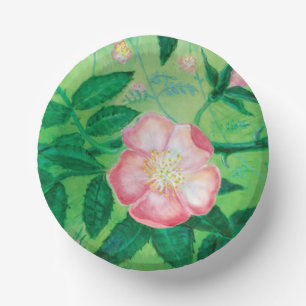 Wild rose flowers Illustration Paper Plate